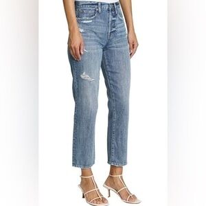 Pistola Charlie button fly high rise distressed straight leg ankle jeans 25